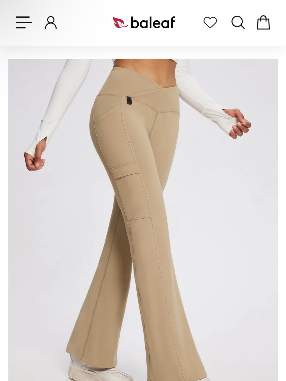 Baleaf Fleece lined water resistant Cargo Flare Leggings size large - Picture 3 of 8
